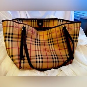Burberry Beige Haymarket Check Coated Canvas and Leather Canterbury Tote